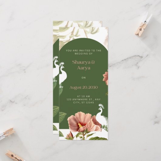 #JullieZijnUitgenodigdVoorHetHuwelijkVanShaurya&Aa Kaart (Voorkant / Achterkant in situ)