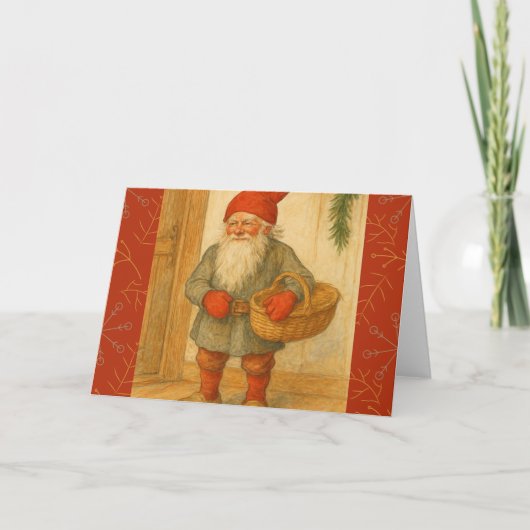Jultomte/Nisse Scandinavische Kerst Kaart (Voorkant)