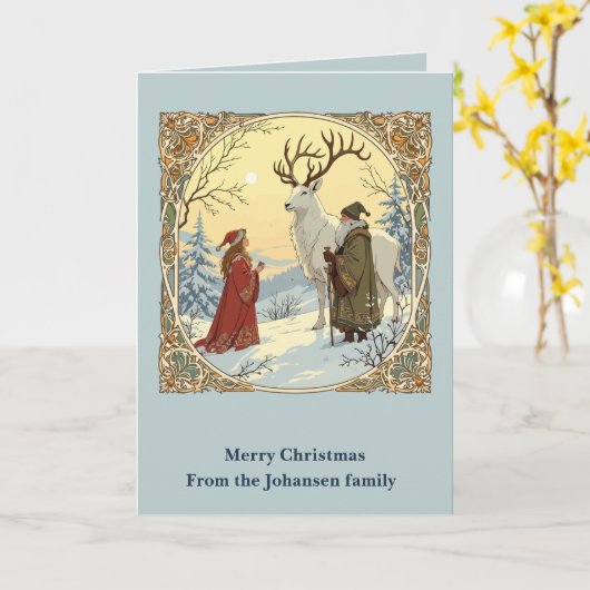 Jultomten And Tomtemor With Julbocken Yule Goat Kaart (Gele Bloem)