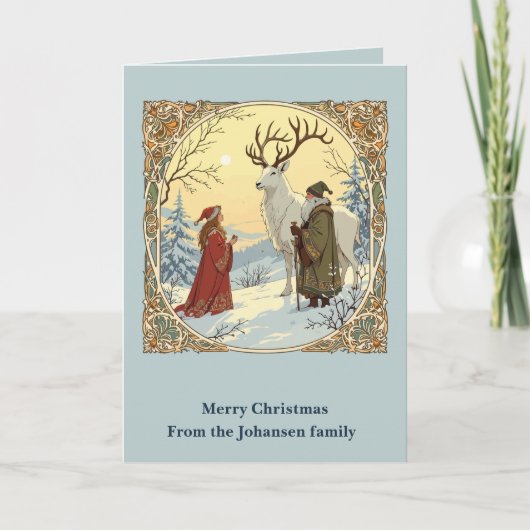 Jultomten en Tomtemor met Julbocken Kerstgeit Kaart (Voorkant)