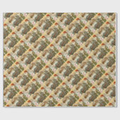 Jultomten voedt Yule Goat a Cookie Cadeaupapier (Vlak)