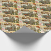 Jultomten voedt Yule Goat a Cookie Cadeaupapier (Hoek)