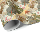 Jultomten voedt Yule Goat a Cookie Cadeaupapier (Rol Hoek)