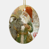 Jultomten voedt Yule Goat a Cookie Keramisch Ornament (Rechts)