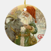 Jultomten voedt Yule Goat a Cookie Keramisch Ornament (Achterkant)