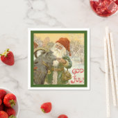 Jultomten voedt Yule Goat a Cookie Servet (Insitu)