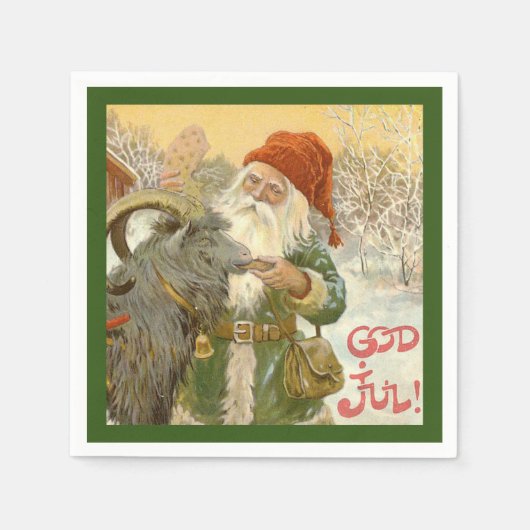 Jultomten voedt Yule Goat a Cookie Servet (Voorkant)