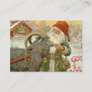 Jultomten voedt Yule Goat a Cookie Visitekaartje