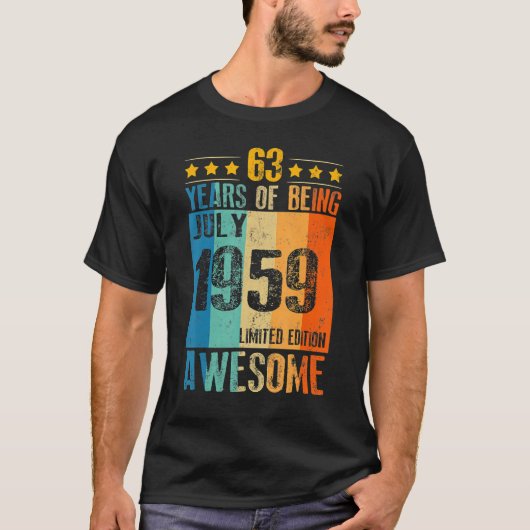July 1959 63 Year Of Being Awesome T-shirt (Voorkant)