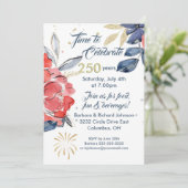 July 4th 250th USA Celebration Party Invitation Kaart (Staand voorkant)