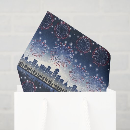 July 4th Fireworks Skyline 1776–2026 Festive Gift Tissuepapier (Cadeauzakje)