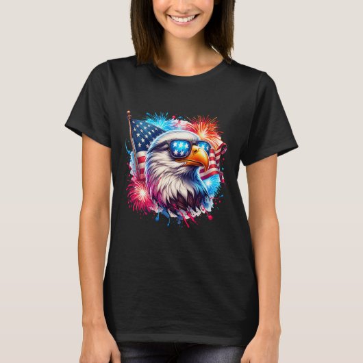 July 4th Patriotic Bald Eagle Usa American Flag Fi T-shirt (Voorkant)