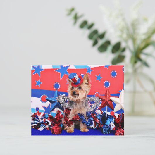 July 4th - Yorkie - Vinnie Briefkaart (Staand voorkant)