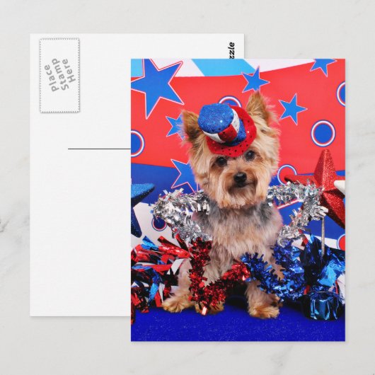 July 4th - Yorkie - Vinnie Briefkaart (Voorkant / Achterkant)