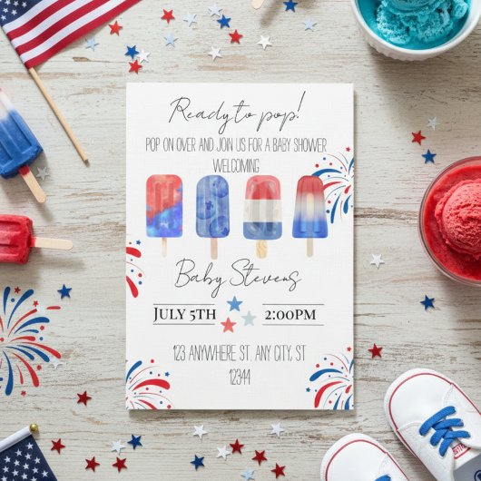 July baby shower invitation kaart