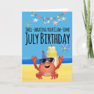 July beach birthday card kaart