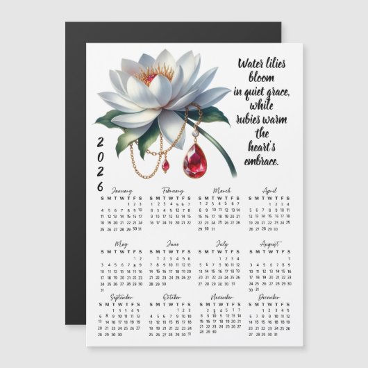 July Birth Flower & Stone Calendar (Voorkant / Achterkant)