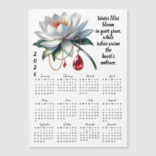 July Birth Flower & Stone Calendar (Voorkant)