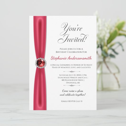 July Birthday Celebration - Red Ruby | Kaart (Staand voorkant)