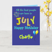 July Birthday Folded Greeting Card Kaart (Gele Bloem)