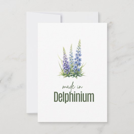 July Delphinium Birth Flower Flat Thank You Card Bedankkaart (Voorkant)