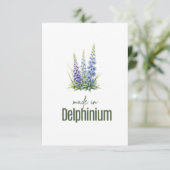 July Delphinium Birth Flower Flat Thank You Card Bedankkaart (Staand voorkant)