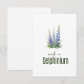 July Delphinium Birth Flower Flat Thank You Card Bedankkaart (Voorkant / Achterkant)
