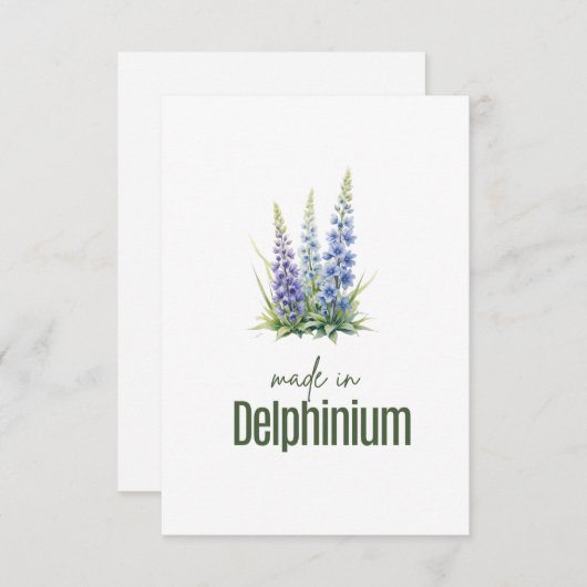 July Delphinium Birth Flower Flat Thank You Card Bedankkaart (Voorkant / Achterkant)