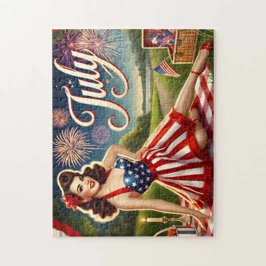 July Independence Pin-Up Celebration Legpuzzel (Verticaal)