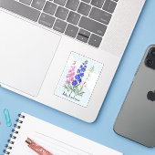 July Ridderspoor Bloemen Sticker (Laptop met iPhone)
