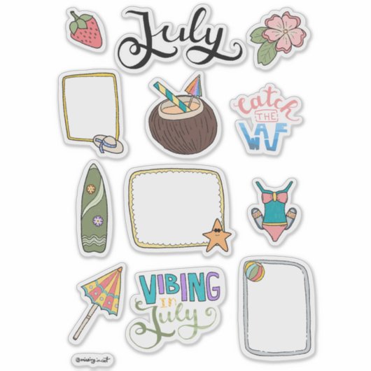 July Sticker Sheet – Fun in the Sun (Voorkant)