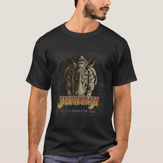 Jumanji Distressed Rhino bord spel stuk T-shirt (Voorkant)