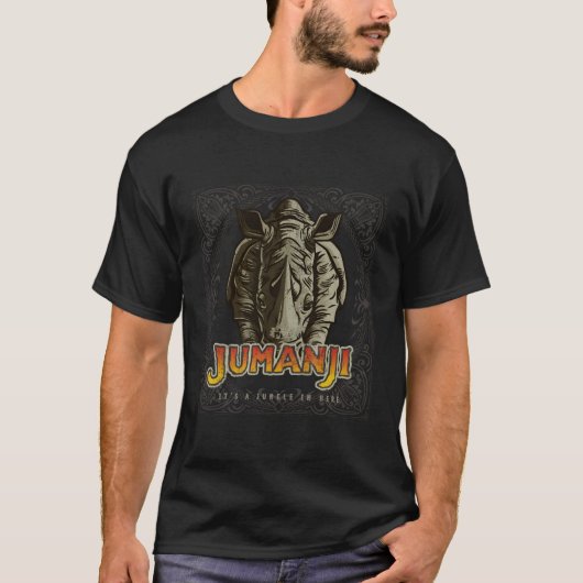 Jumanji Distressed Rhino bord spel stuk T-shirt (Voorkant)