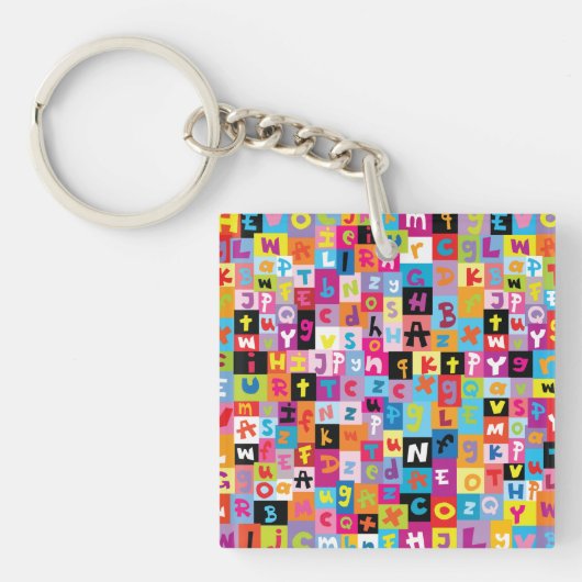 Jumble Alphabet Pattern Sleutelhanger (Voorkant)