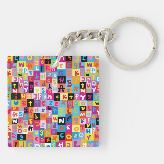 Jumble Alphabet Pattern Sleutelhanger (Achterkant)