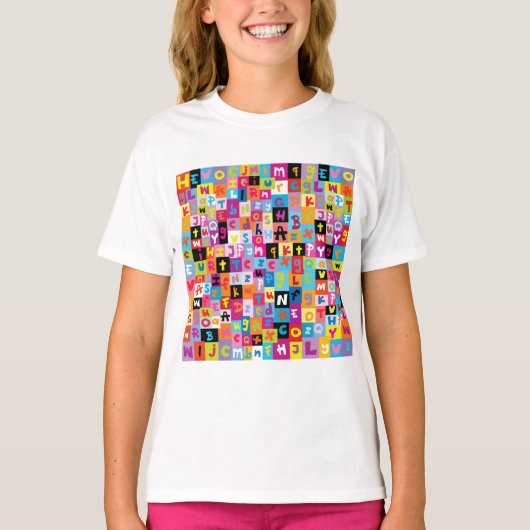 Jumble Alphabet Pattern T-shirt (Voorkant)