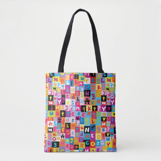 Jumble Alphabet Pattern Tote Bag (Voorkant)