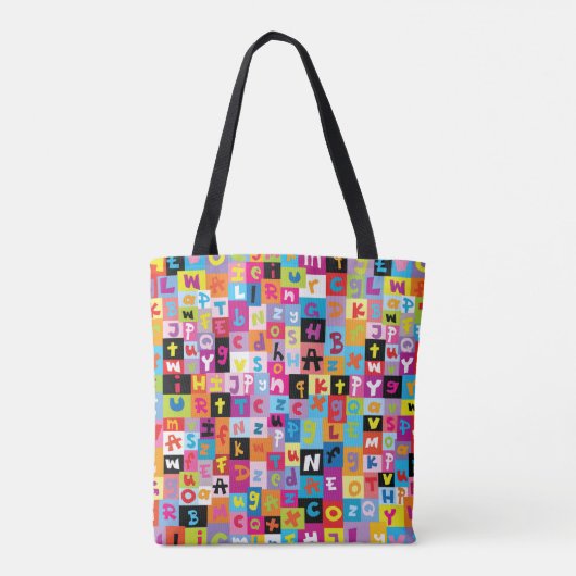 Jumble Alphabet Pattern Tote Bag (Achterkant)