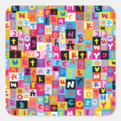 Jumble Alphabet Pattern Vierkante Sticker (Voorkant)