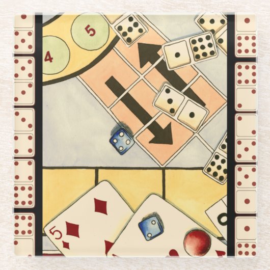 Jumble Assortment of Games of Chance Glazen Onderzetter (Voorkant)