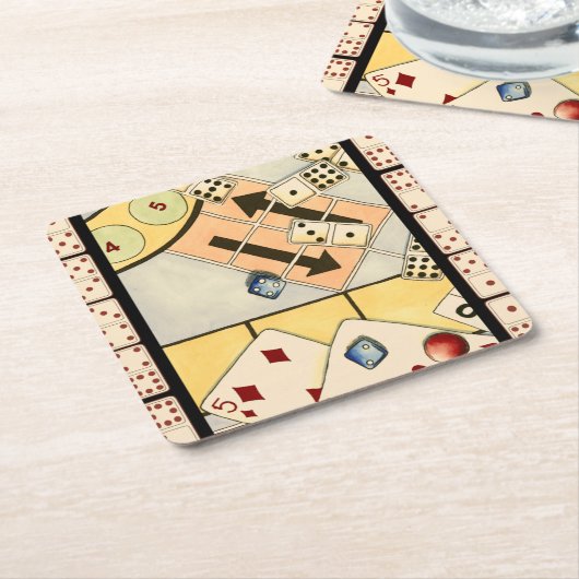 Jumble Assortment of Games of Chance Kartonnen Onderzetters (Schuin)