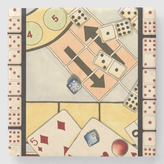 Jumble Assortment of Games of Chance Stenen Onderzetter (Voorkant)