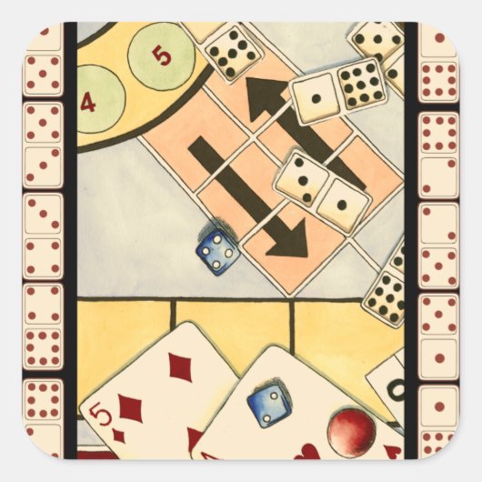 Jumble Assortment of Games of Chance Vierkante Sticker (Voorkant)