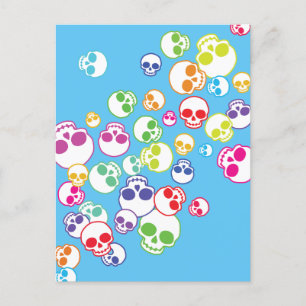 Jumble of Colorful Skulls Briefkaart