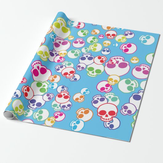 Jumble of Colorful Skulls Cadeaupapier (Uitgerold)