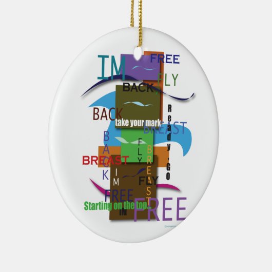 Jumble of Swim Words Ceramic Ornament (Rechts)