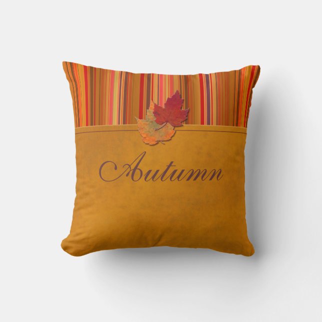 Jumbo Autumn Leaves en Stripes Pillow Kussen (Voorkant)
