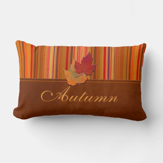 Jumbo Autumn Leaves en Stripes Pillow Kussen (Voorkant)