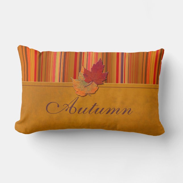 Jumbo Autumn Leaves en Stripes Pillow Kussen (Voorkant)