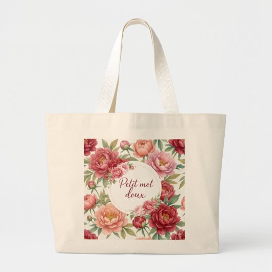 Jumbo bloemrijke peony tas – Groot formaat (Voorkant)